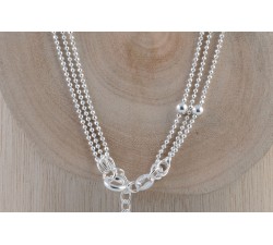 Chaîne argent/bille 3rangs