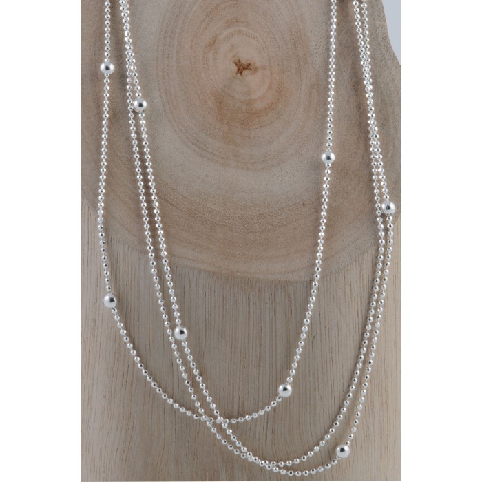Chaîne argent/bille 3rangs