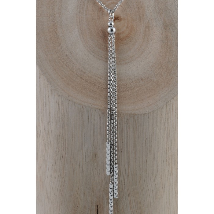 Chaîne argent/ " y " 3 fils baton diamanté +rho