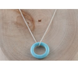Chaîne argent/cercle avec pierre