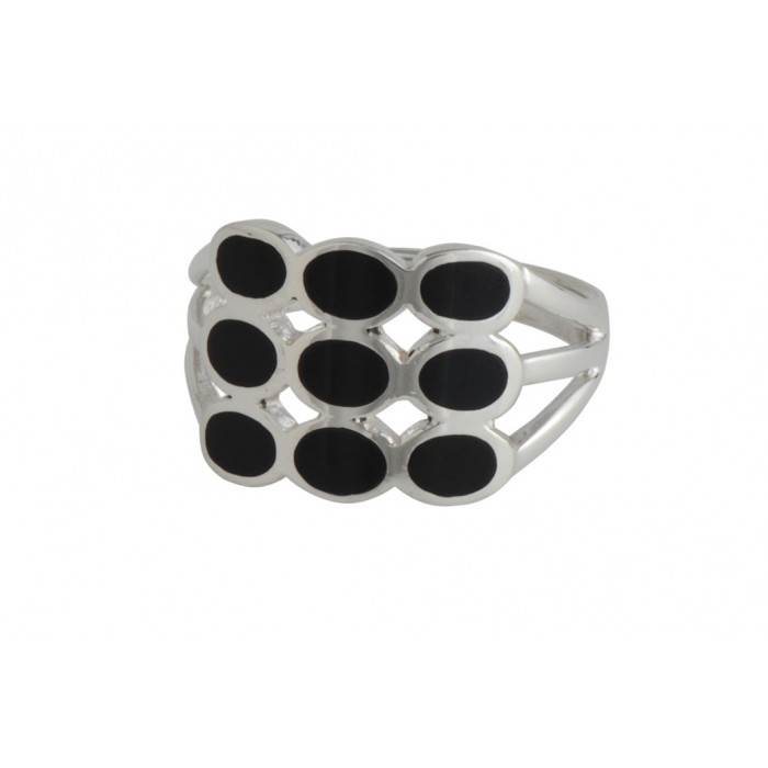 Bague argent pierre/multi point onyx+résine époxy