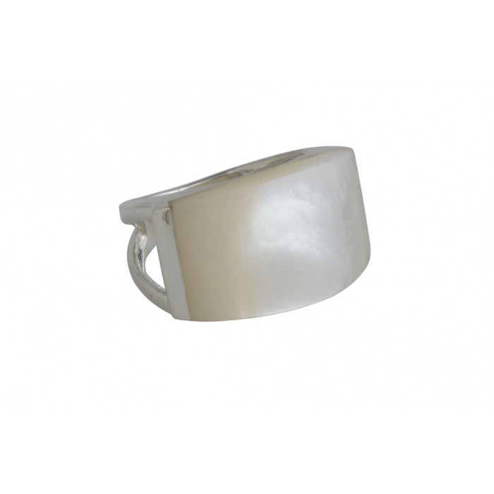 Bague argent pierre/nacre rectangle+résine époxy