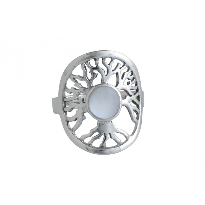 Bague argent pierre/nacre arbre de vie