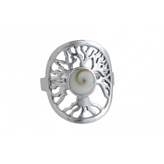 Bague argent pierre/shiva shell arbre de vie
