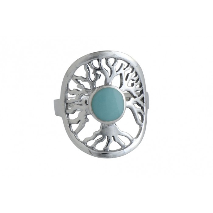 Bague argent pierre/turquoise arbre de vie