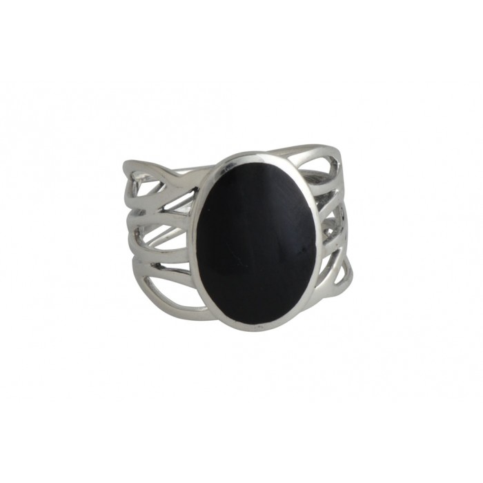 Bague argent pierre/onyx anneau ajouré