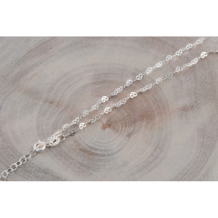 Chaîne cheville argent/coeur filigrane