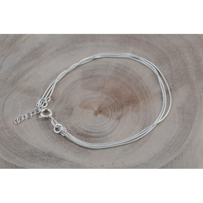 Bracelet argent serpent rond 3 rangs