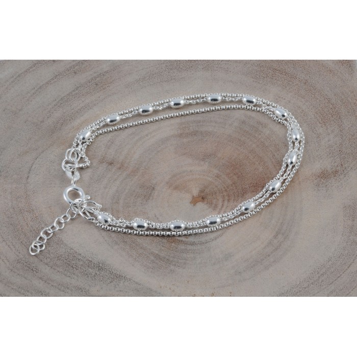 Bracelet argent/3 rangs jaseron+olive