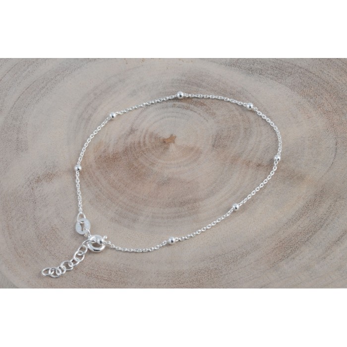 Bracelet argent/forçat+bille 2 mm