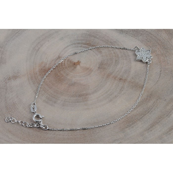 Bracelet argent/rhodié fleur de lotus diamantée