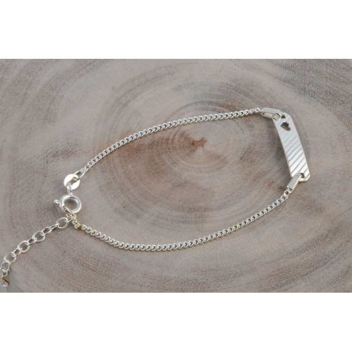 Bracelet argent/plaque coeur diamanté