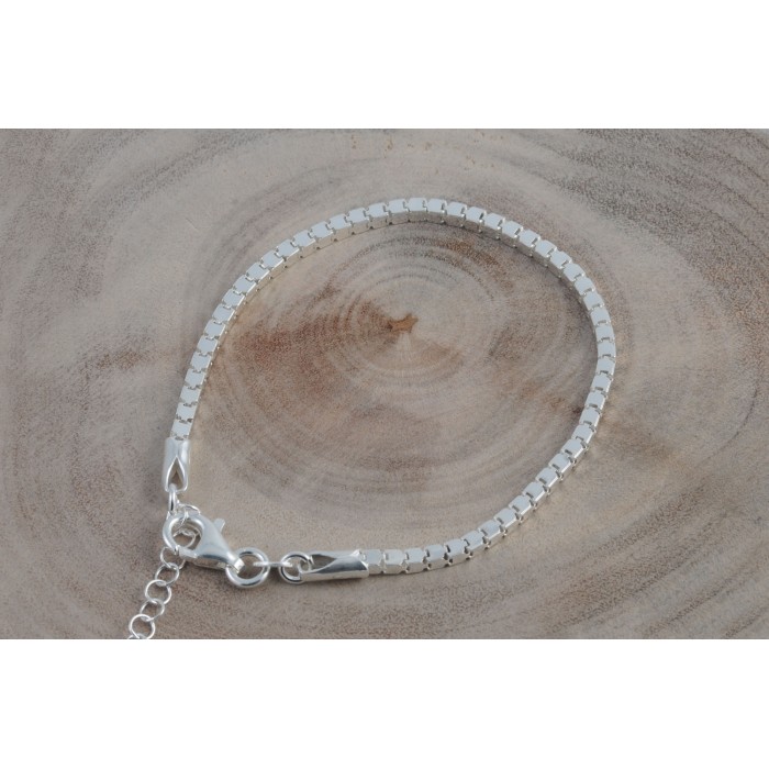 Bracelet argent/tube carré