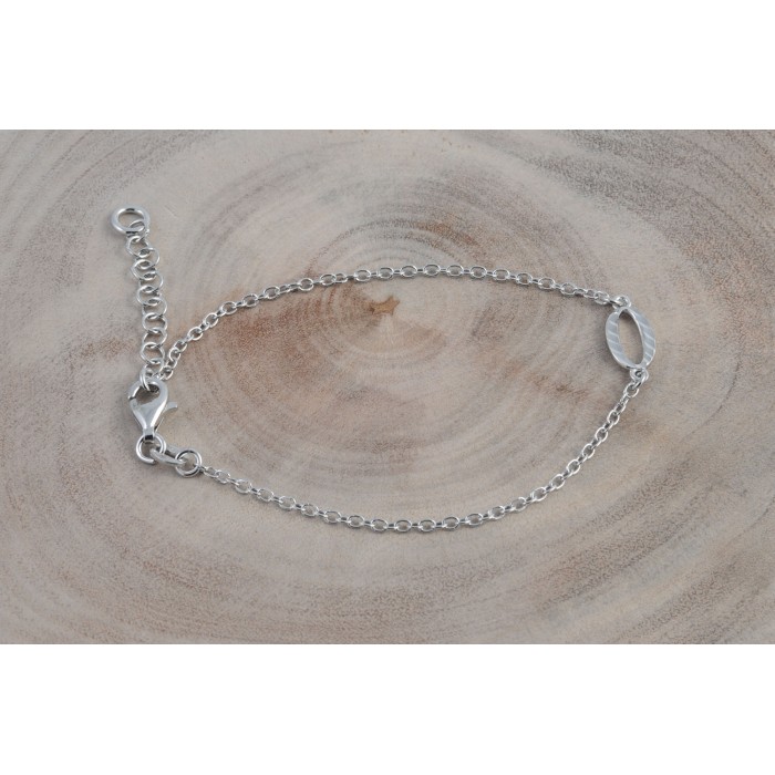 Bracelet argent/ovale diamanté/rhodié