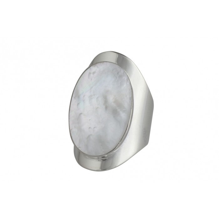 Bague argent pierre/nacre grand ovale