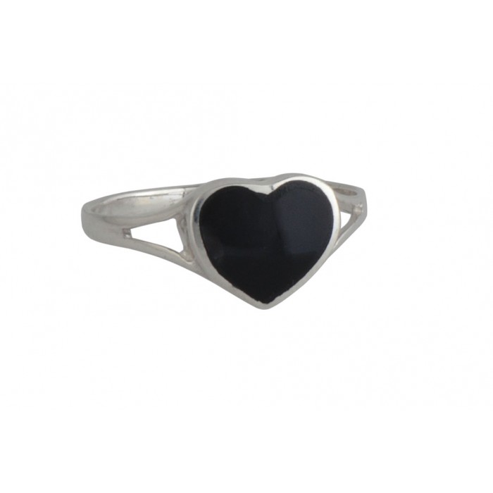 Bague argent pierre onyx/ coeur
