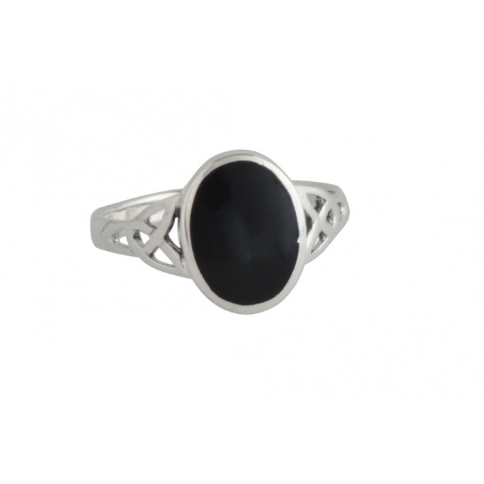 Bague argent pierre/onyx ovale celtique
