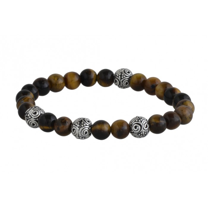Bracelet argent pierre/tiger eye/7mm