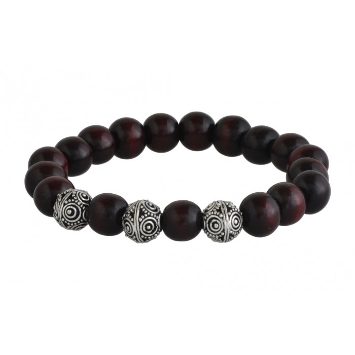 Bracelet argent et bois/10mm