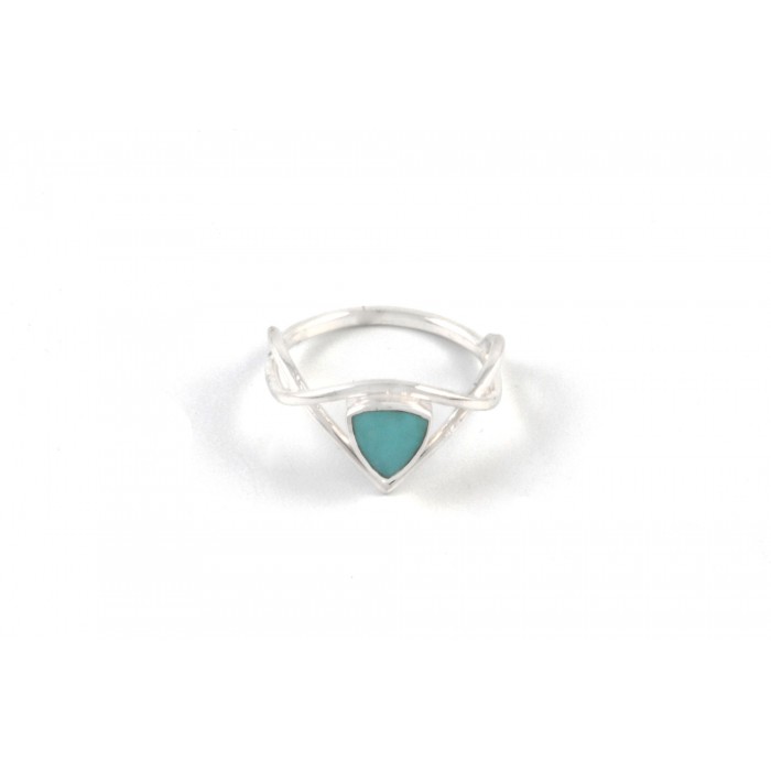 Bague argent pierre turquoise triangle