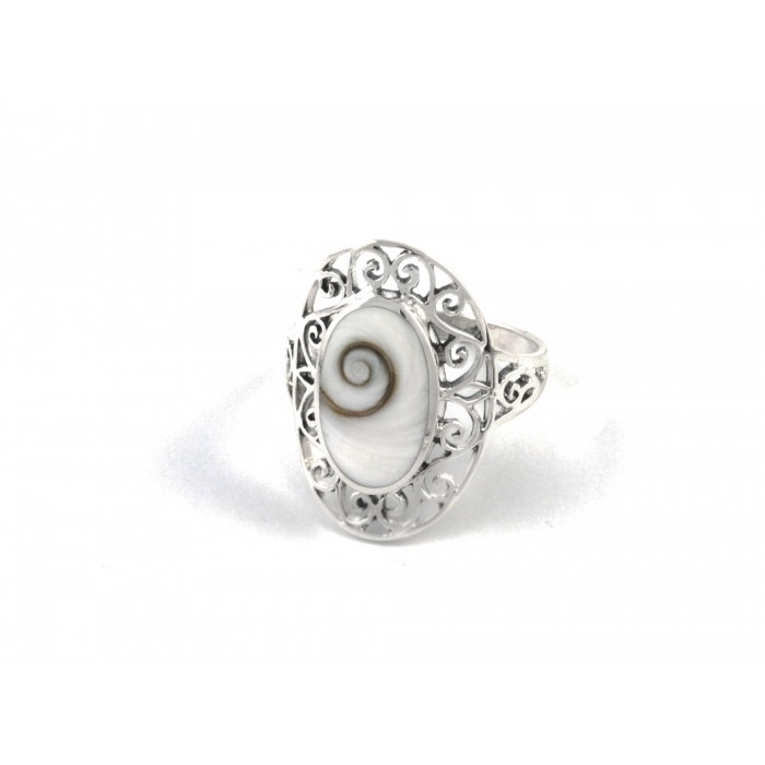 Bague argent pierre shiva shell résine époxy