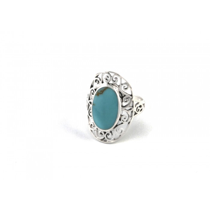 Bague argent pierre turquoise résine époxy