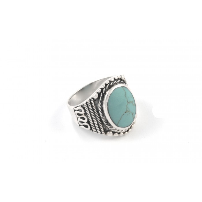 Bague argent pierre turquoise résine époxy