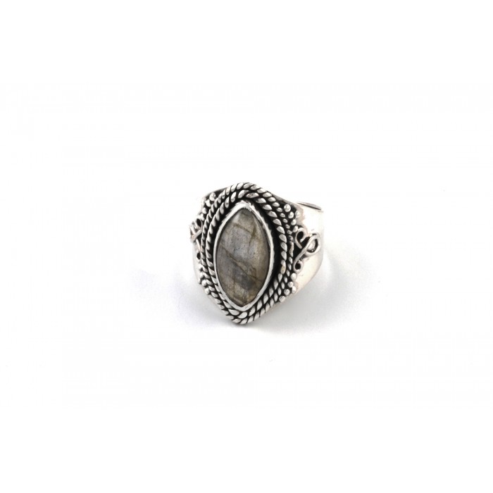 Bague Argent Massif 925 Avec Pierre Labradorite Ovale - Occasion