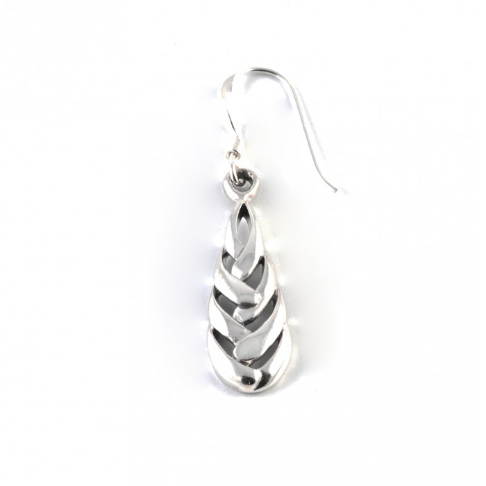 Boucles D'oreilles Pendantes Métal Argenté Vieilli - 2 Strass Blancs, Fermoir Dormeuse