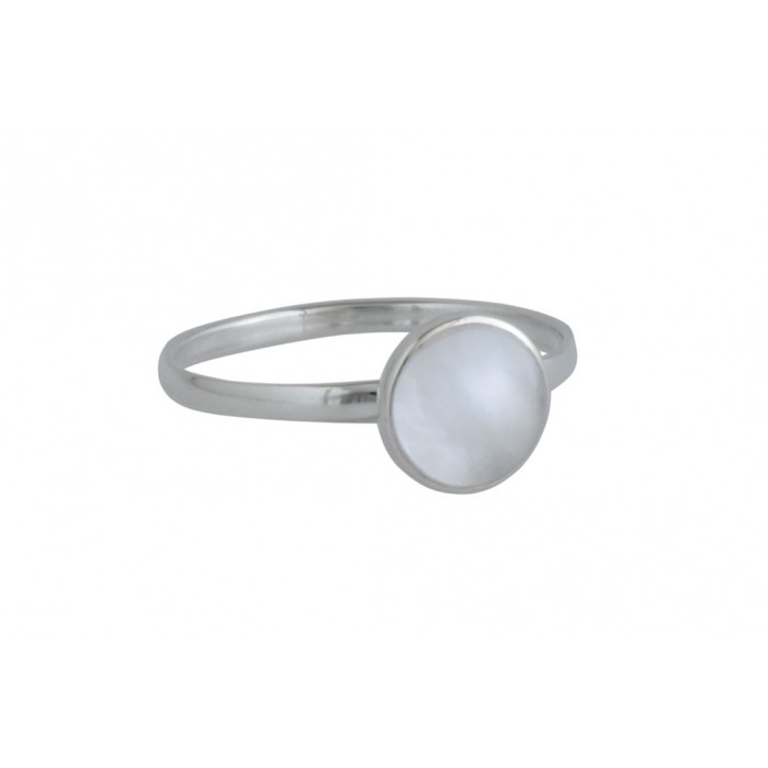 Bague argent pierre/nacre rond