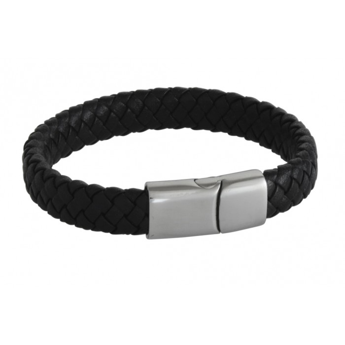 Steel top leather Bracelet/magnetic/12mm