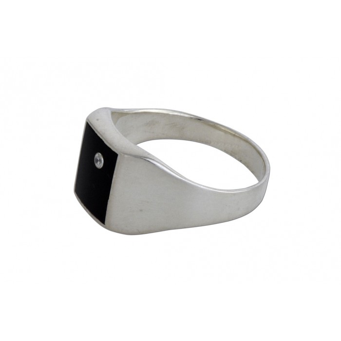 Bague argent pierre/onyx+cz