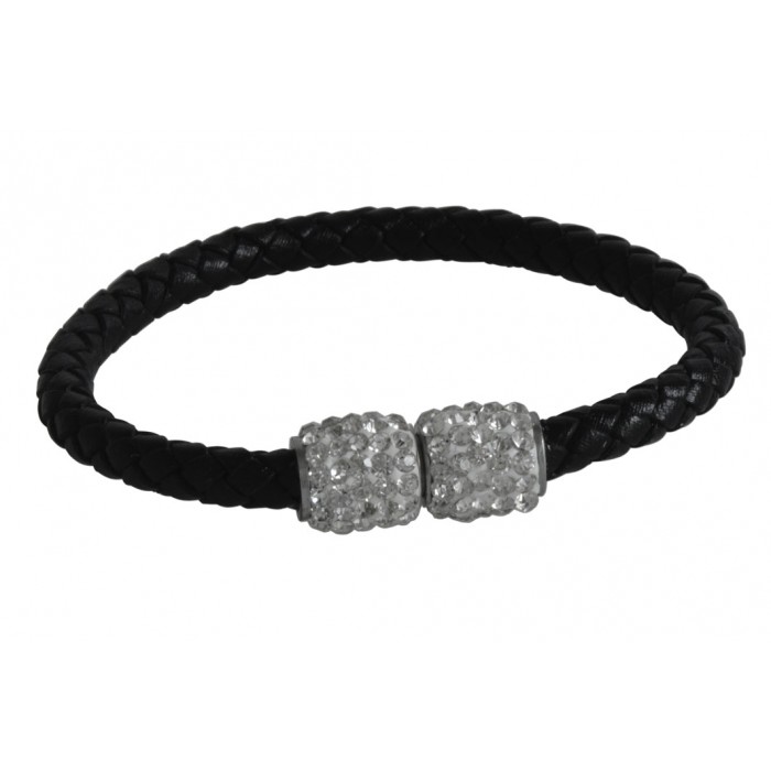Steel top leather bracelet/résine époxy/magnetic/5MM