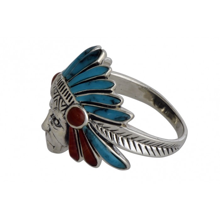 Bague argent pierre/petit indien