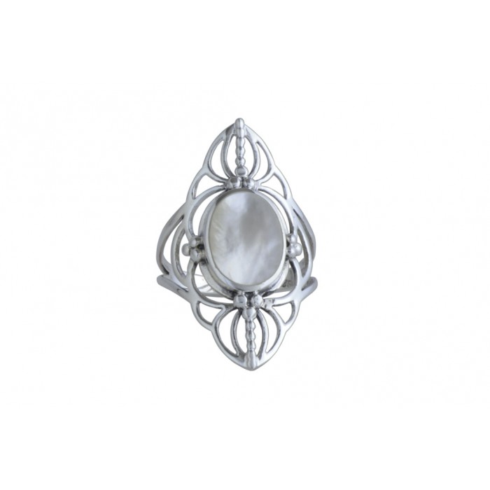 Bague argent pierre nacre résine époxy