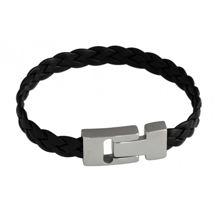 Steel top leather bracelet/10mm