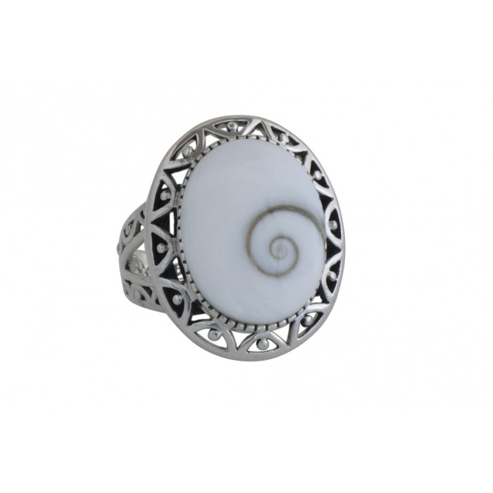 Bague argent pierre/shiva shell