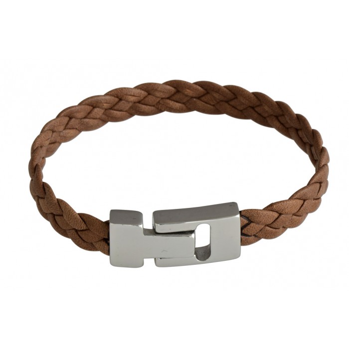 Steel top leather bracelet/10mm