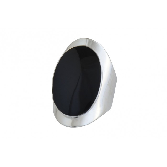 Bague argent pierre/onyx grand ovale