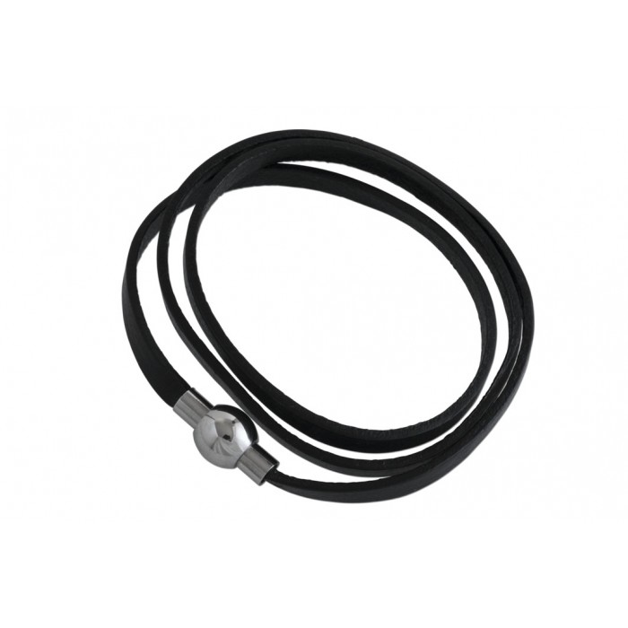 Steel leather Bracelet/ magnetic system