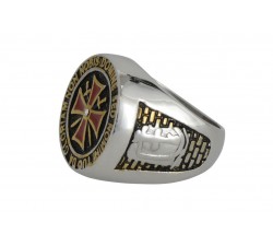 Steel ring/white CZ+red resin+résine époxy