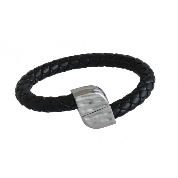 Steel Syn leather bracelet/8mm
