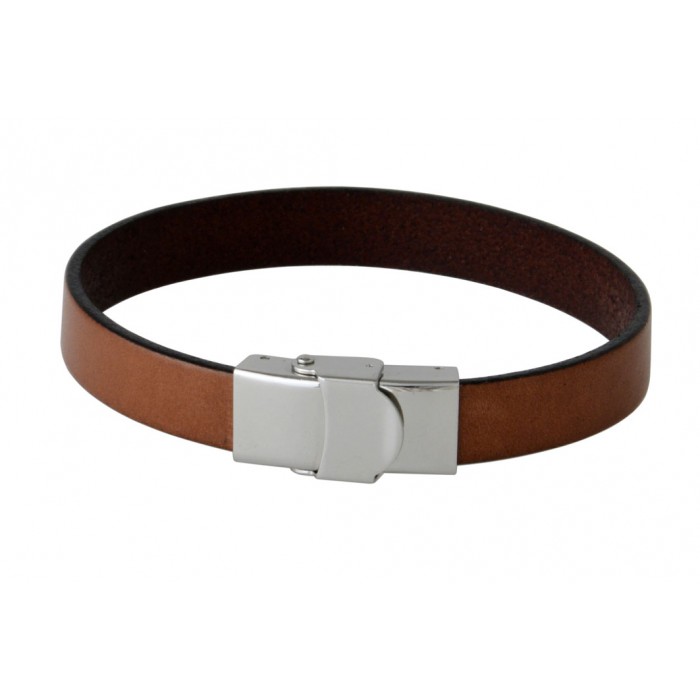 Steel top leather bracelet/10mm