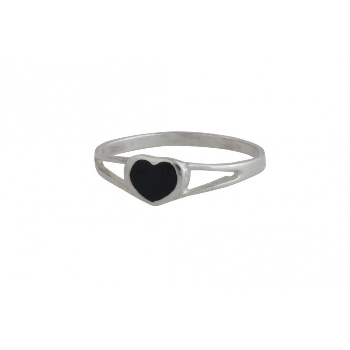 Bague argent pierre/onyx petit coeur