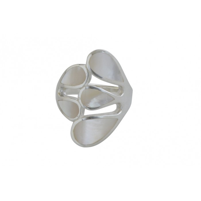 Bague argent pierre/nacre 5gouttes ajourées