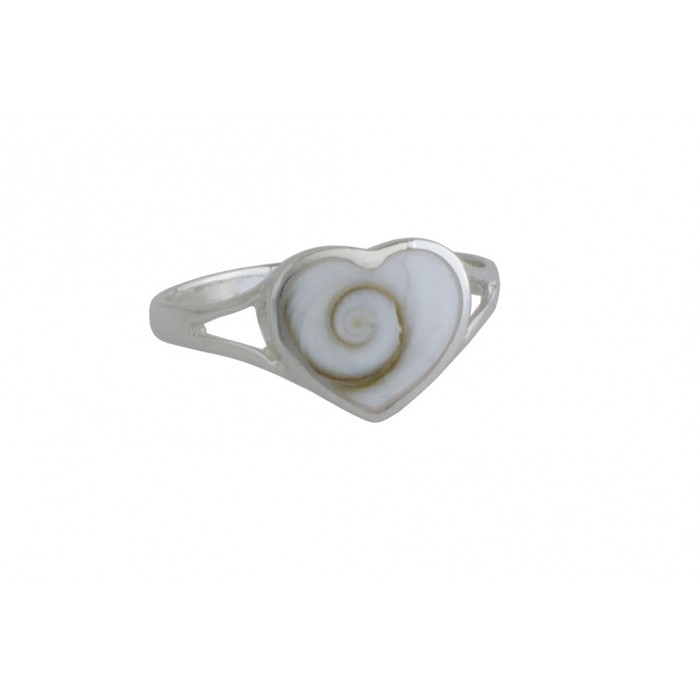 Bague argent pierre/shiva shell coeur