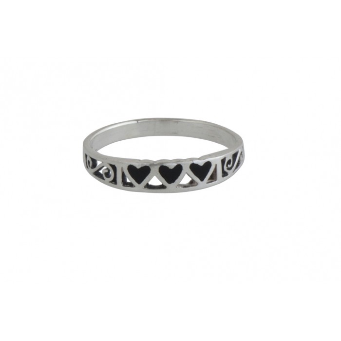 Bague argent pierre black onyx/coeur