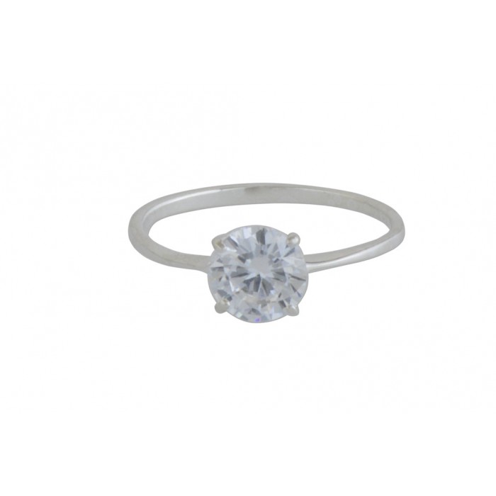 Bague argent pierre/white cz 6mm