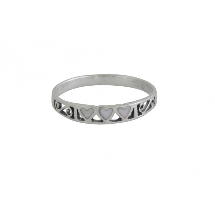 Bague argent pierre/coeur nacre