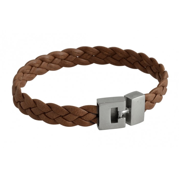 Steel top leather bracelet /10mm/tresse
